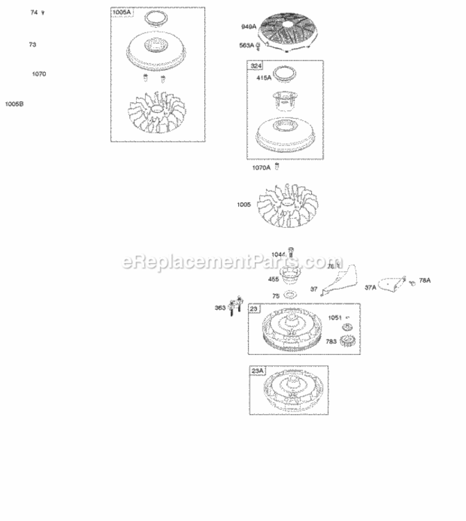 Flywheel Diagram and Parts List for 219907-0131-E1  Briggs and Stratton Engine